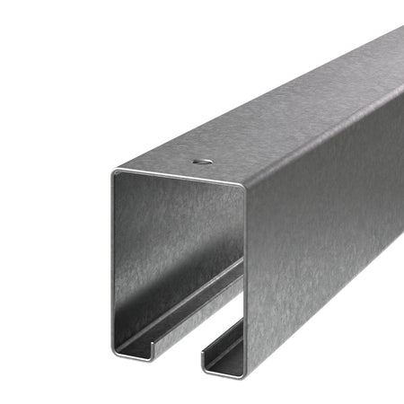 Heavy-Duty Box Rail for Exterior Barn Doors Mill / 144" Profile