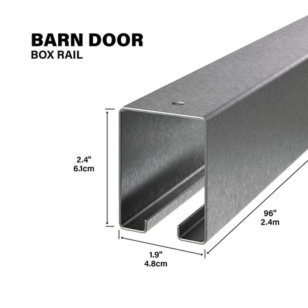Heavy-Duty Box Rail for Exterior Barn Doors Mill / 96" Callout