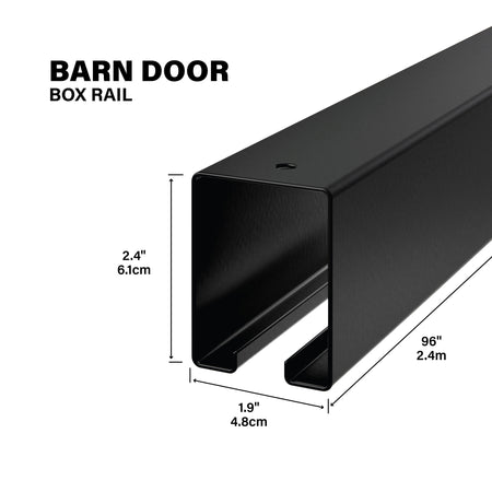 Heavy-Duty Box Rail for Exterior Barn Doors Black / 96" Callout