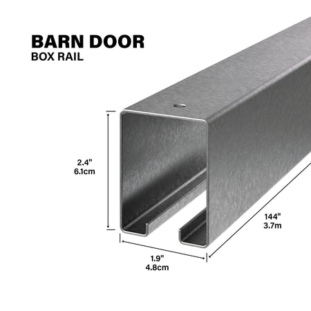 Heavy-Duty Box Rail for Exterior Barn Doors Mill / 144" Callout