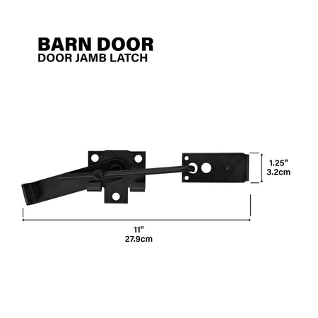 Heavy-Duty Door Latch for Exterior Barn Doors Black Callout