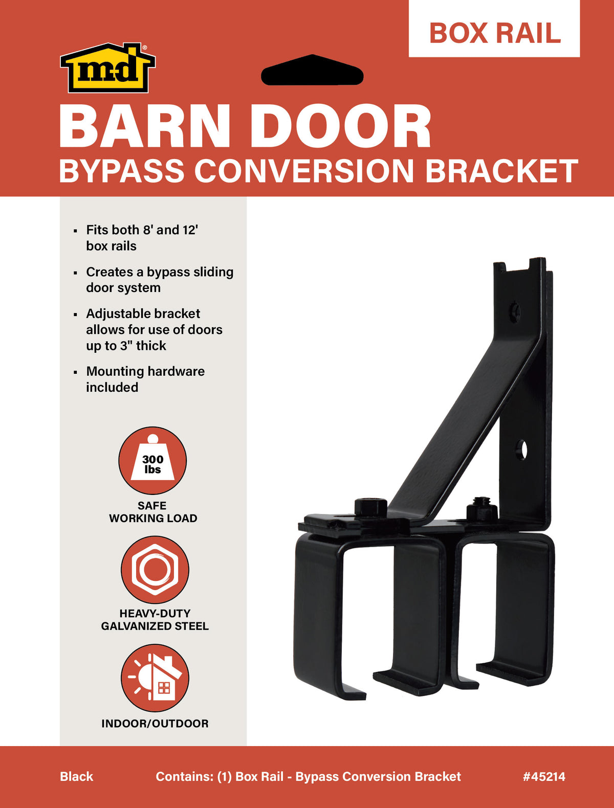 Heavy-Duty Bypass Conversion Bracket for Exterior Barn Doors Black Label