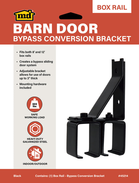 Heavy-Duty Bypass Conversion Bracket for Exterior Barn Doors Black Label
