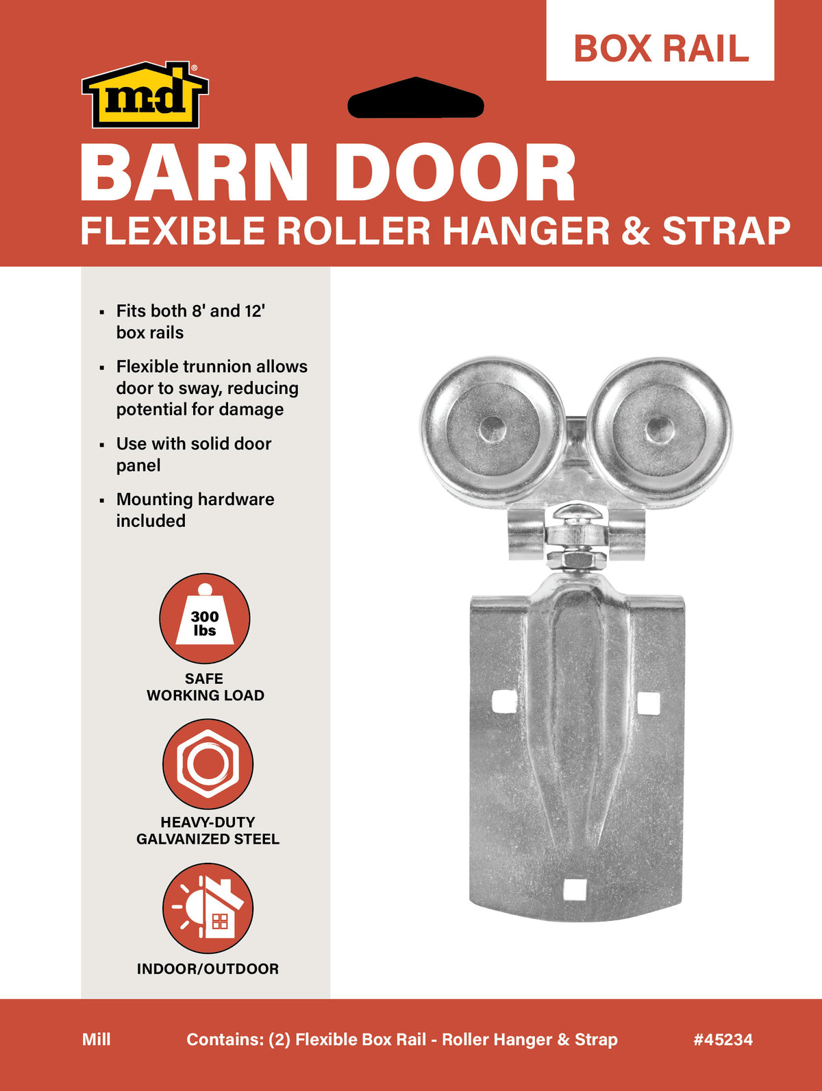 Flexible Roller Guide and Strap for Exterior Barn Doors Mill Label