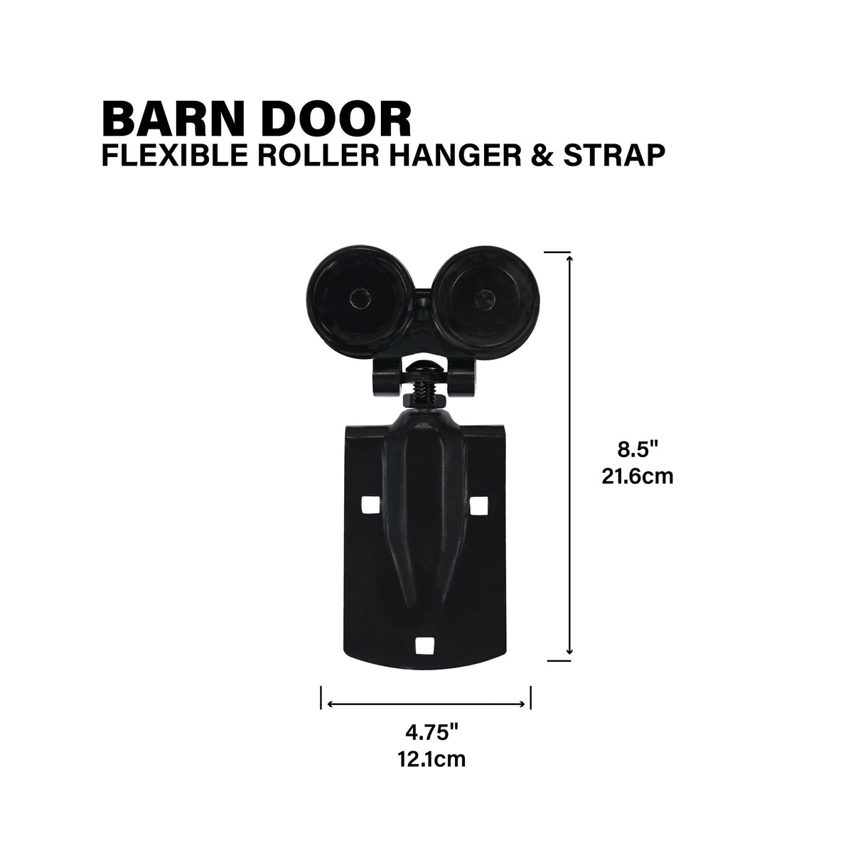 Flexible Roller Guide and Strap for Exterior Barn Doors Black Callout