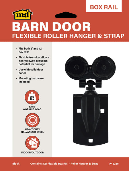 Flexible Roller Guide and Strap for Exterior Barn Doors Black Label