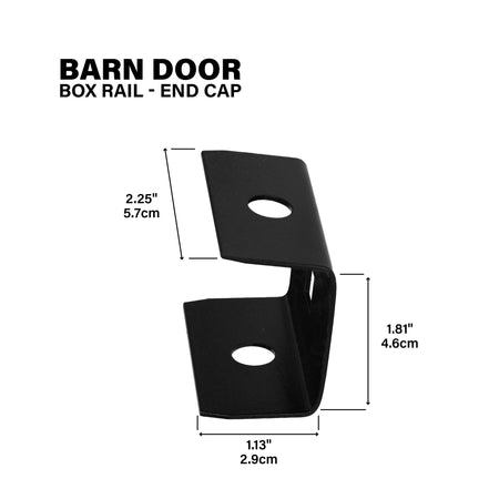 Box Rail End Cap for Exterior Barn Doors Black Callout