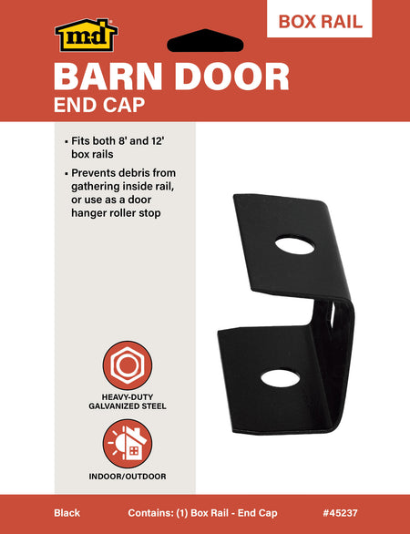 Box Rail End Cap for Exterior Barn Doors Black Label
