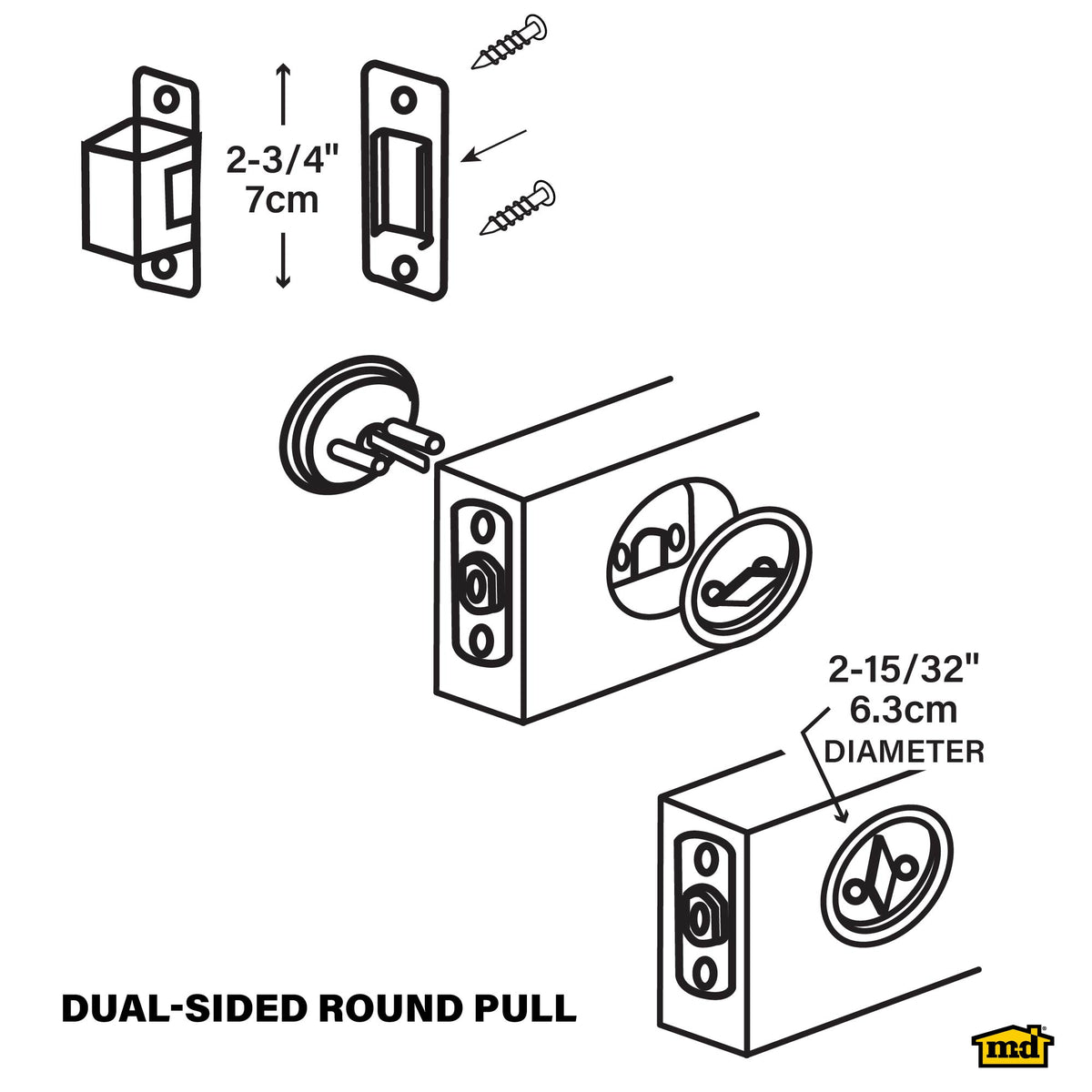 Dual-Sided Round Pull for Pocket Doors Matte Black Callout