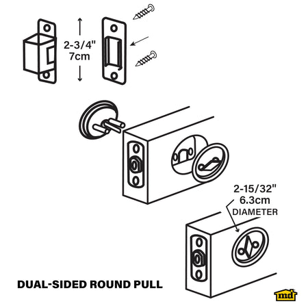 Dual-Sided Round Pull for Pocket Doors Matte Black Callout
