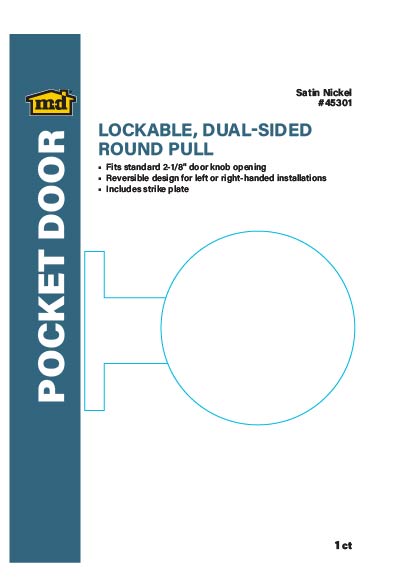 Dual-Sided Round Pull for Pocket Doors Satin Nickel Label