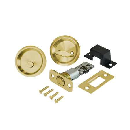 Dual-Sided Round Pull for Pocket Doors Soft Gold Profile