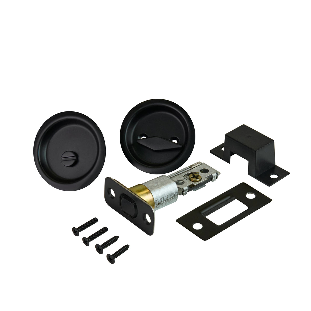 Dual-Sided Round Pull for Pocket Doors Matte Black Profile