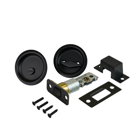 Dual-Sided Round Pull for Pocket Doors Matte Black Profile