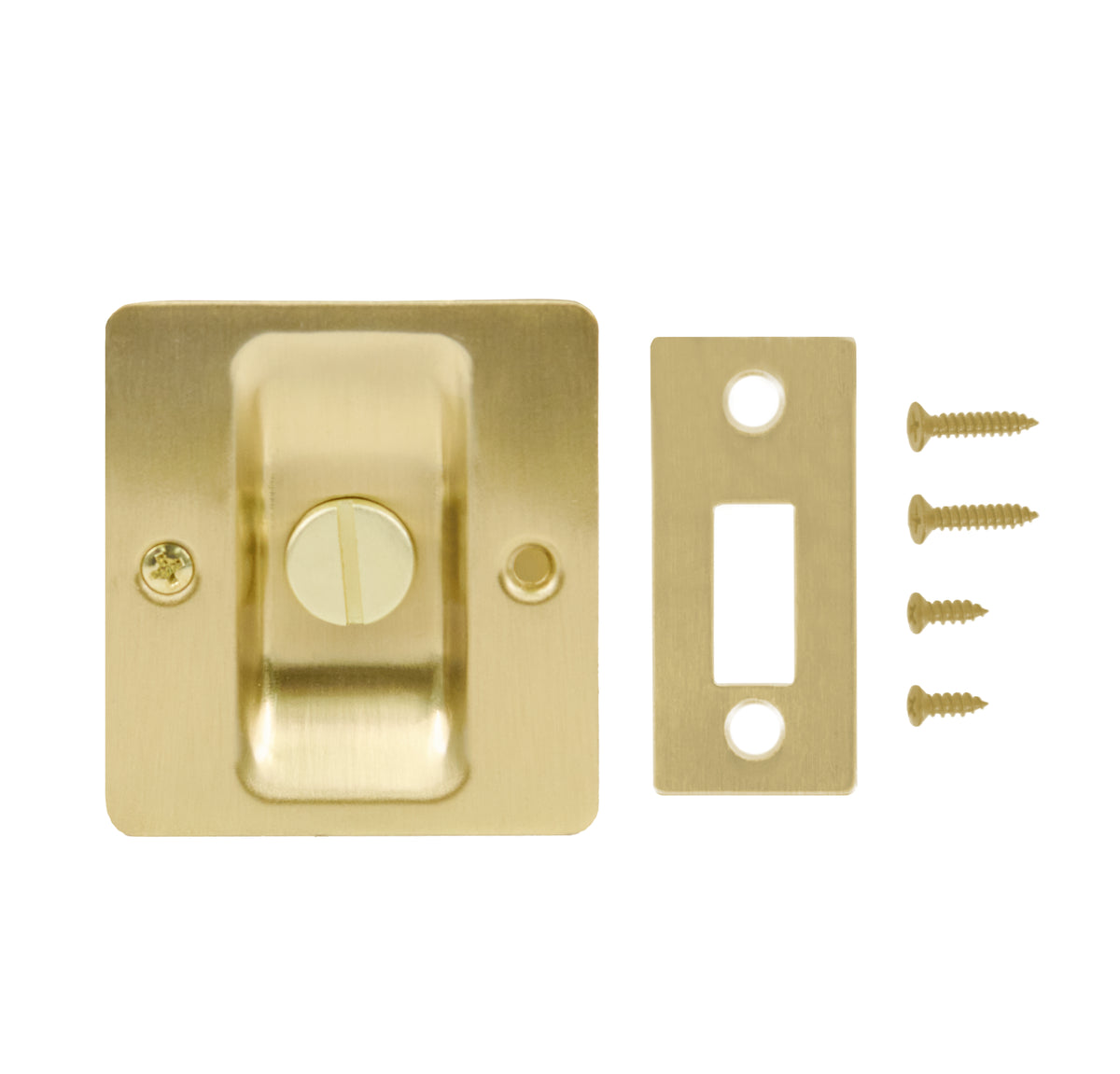 Lockable Square Pull for Pocket Doors Soft Gold Out Package