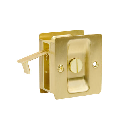 Lockable Square Pull for Pocket Doors Soft Gold Profile