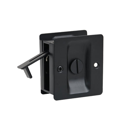 Lockable Square Pull for Pocket Doors Matte Black Profile