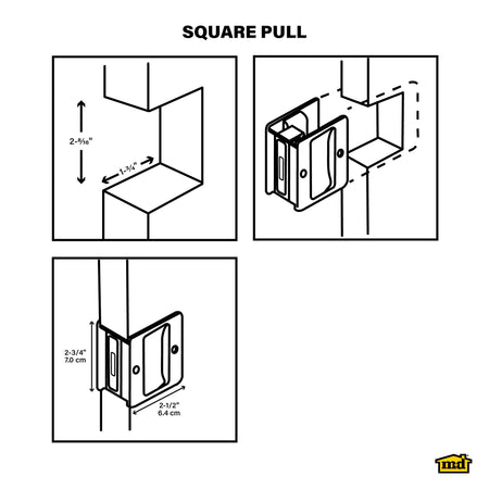 Square Pull for Pocket Doors Matte Black Callout