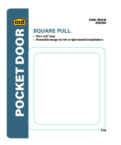 Square Pull for Pocket Doors Satin Nickel Label