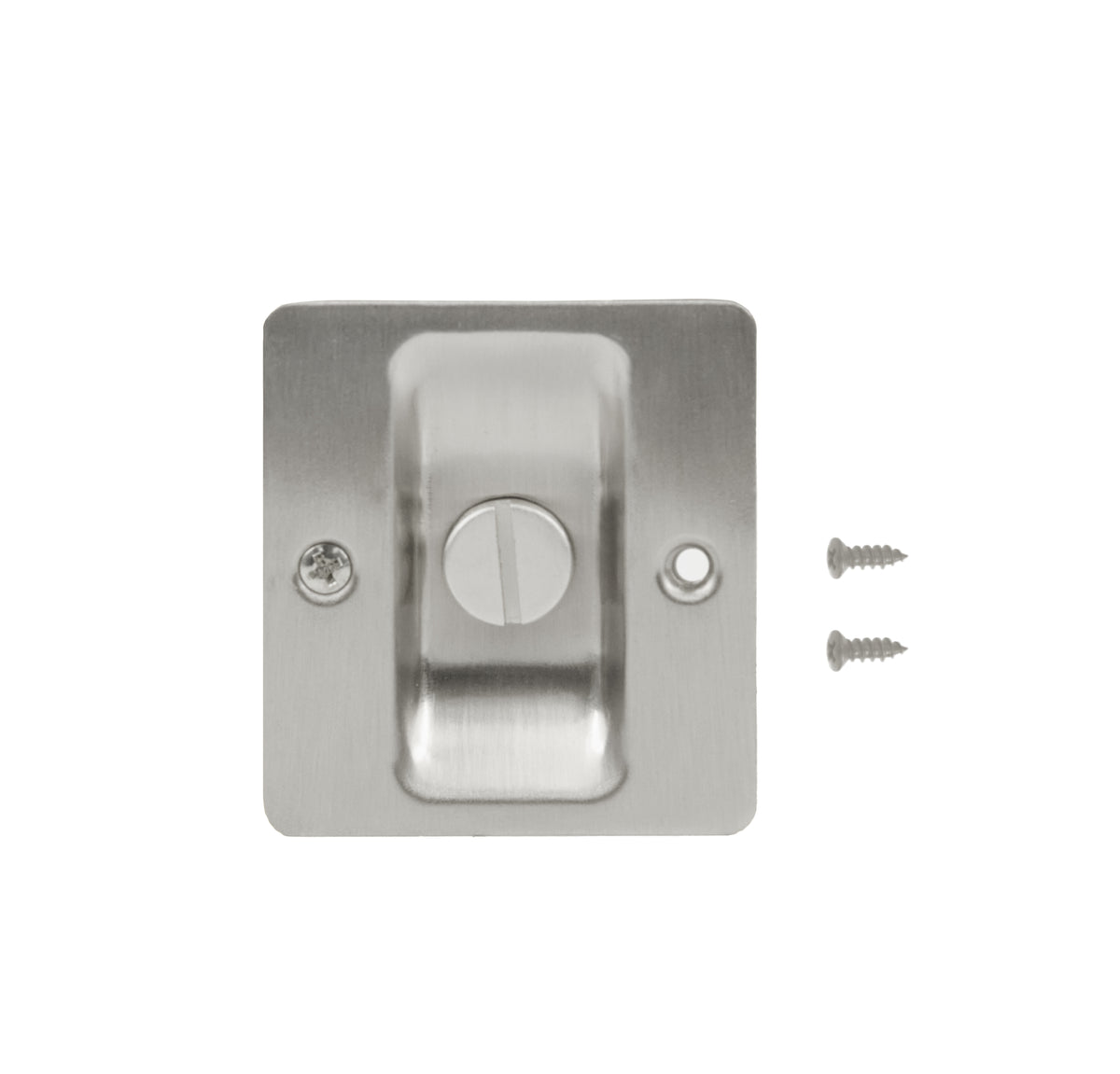 Square Pull for Pocket Doors Satin Nickel Out Package