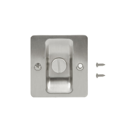 Square Pull for Pocket Doors Satin Nickel Out Package