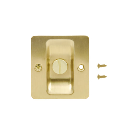 Square Pull for Pocket Doors Soft Gold Out Package