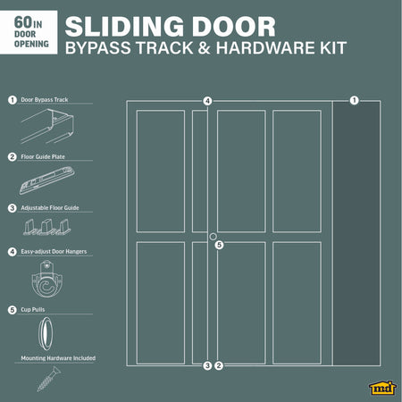 Track & Hardware Kit for Sliding Doors 60" Callout