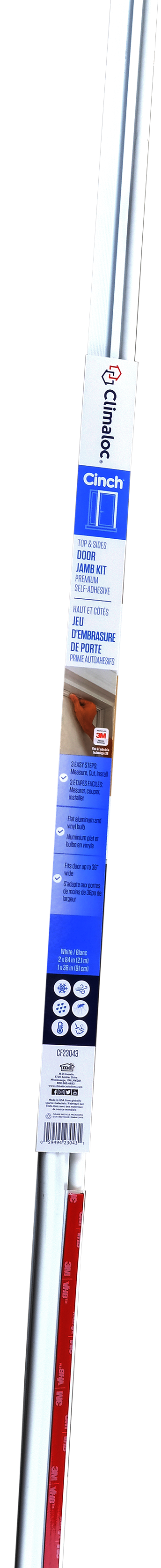 White Aluminum and Vinyl CINCH® Self-adhesive Top and Sides Door Seal Kit Default Title In Package