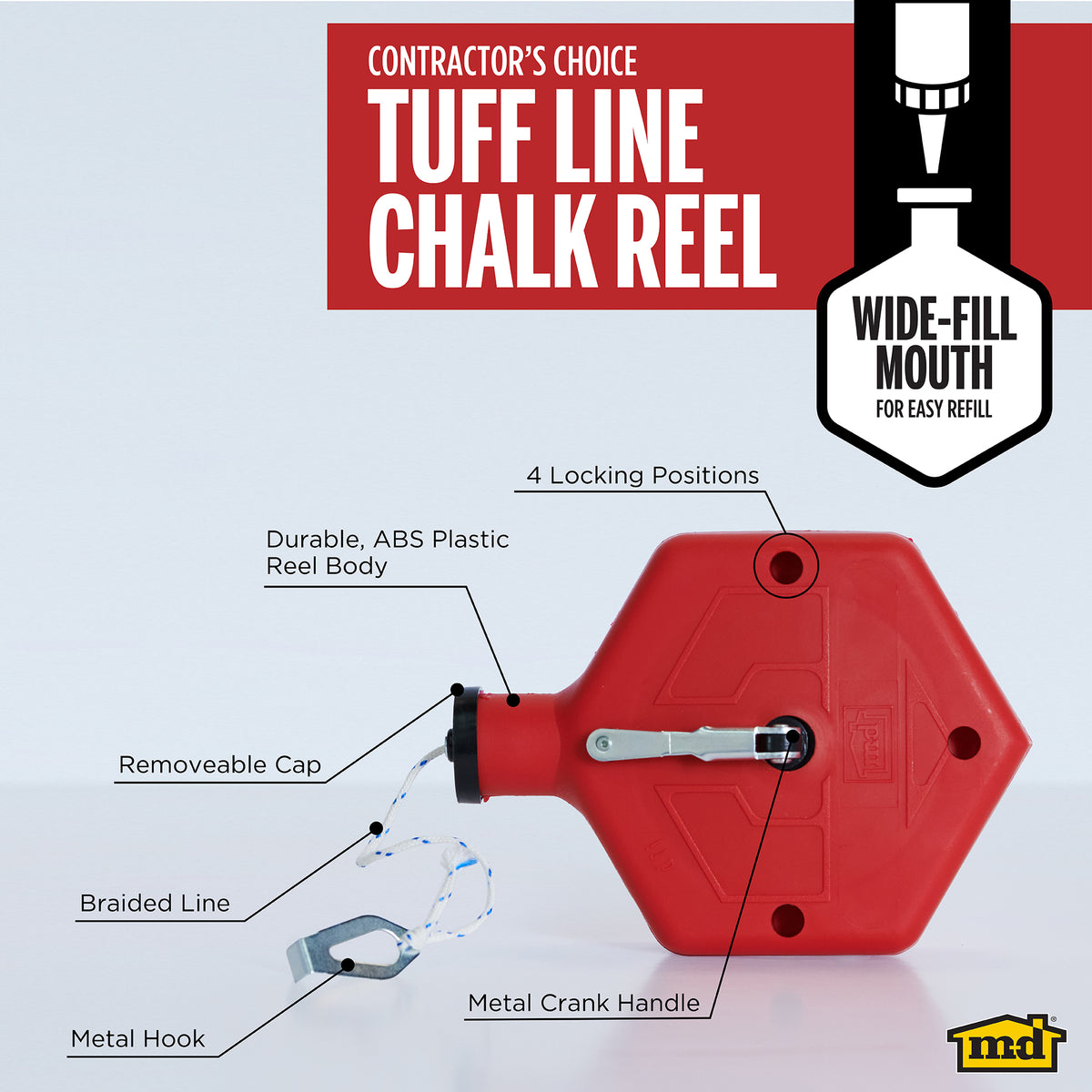 ABS Tuff Line™ Contractor Chalk Reel Red Callout