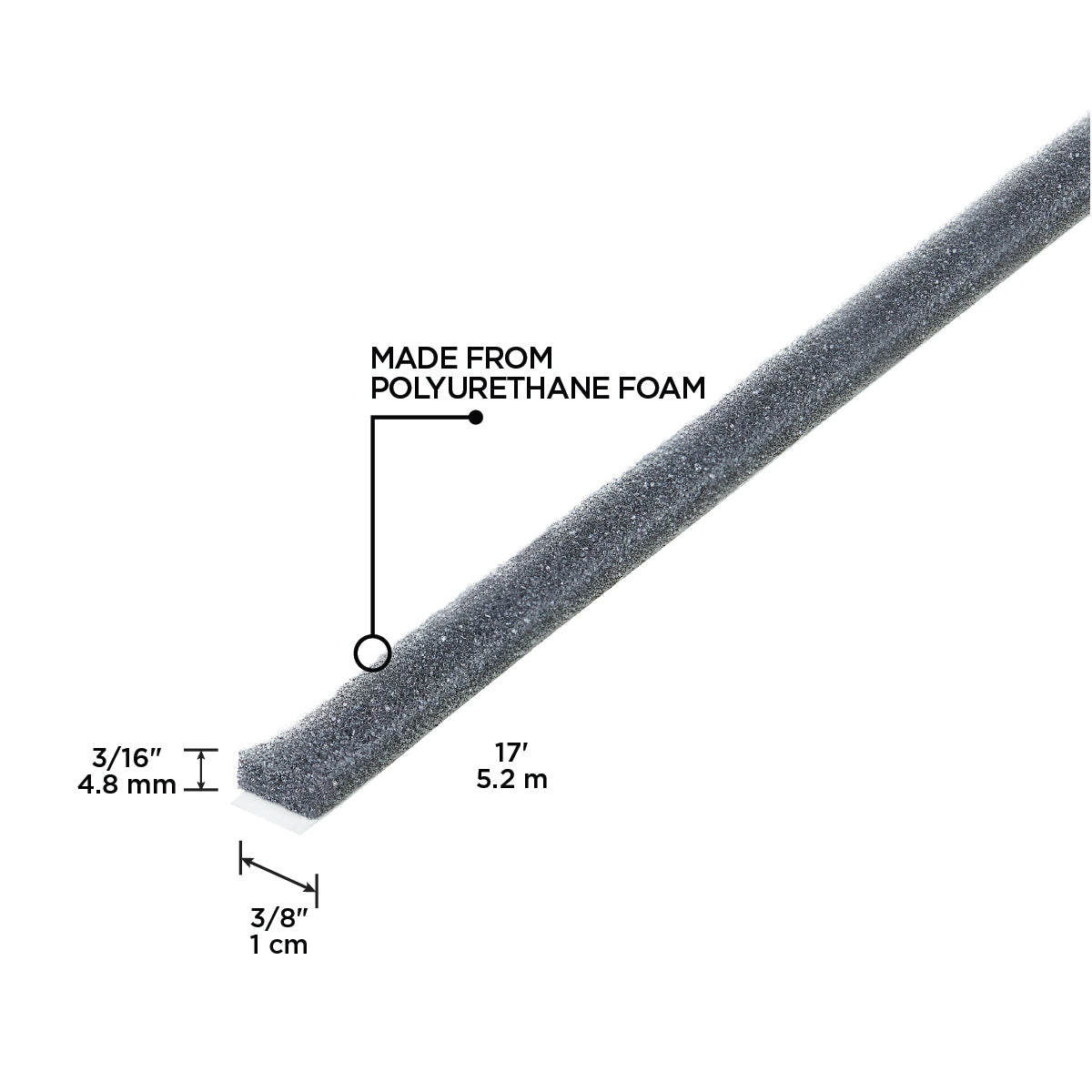 17 ft. Gray Economy Foam Window Seal for Large Gaps 3/16 in. x 3/8 in. Callout