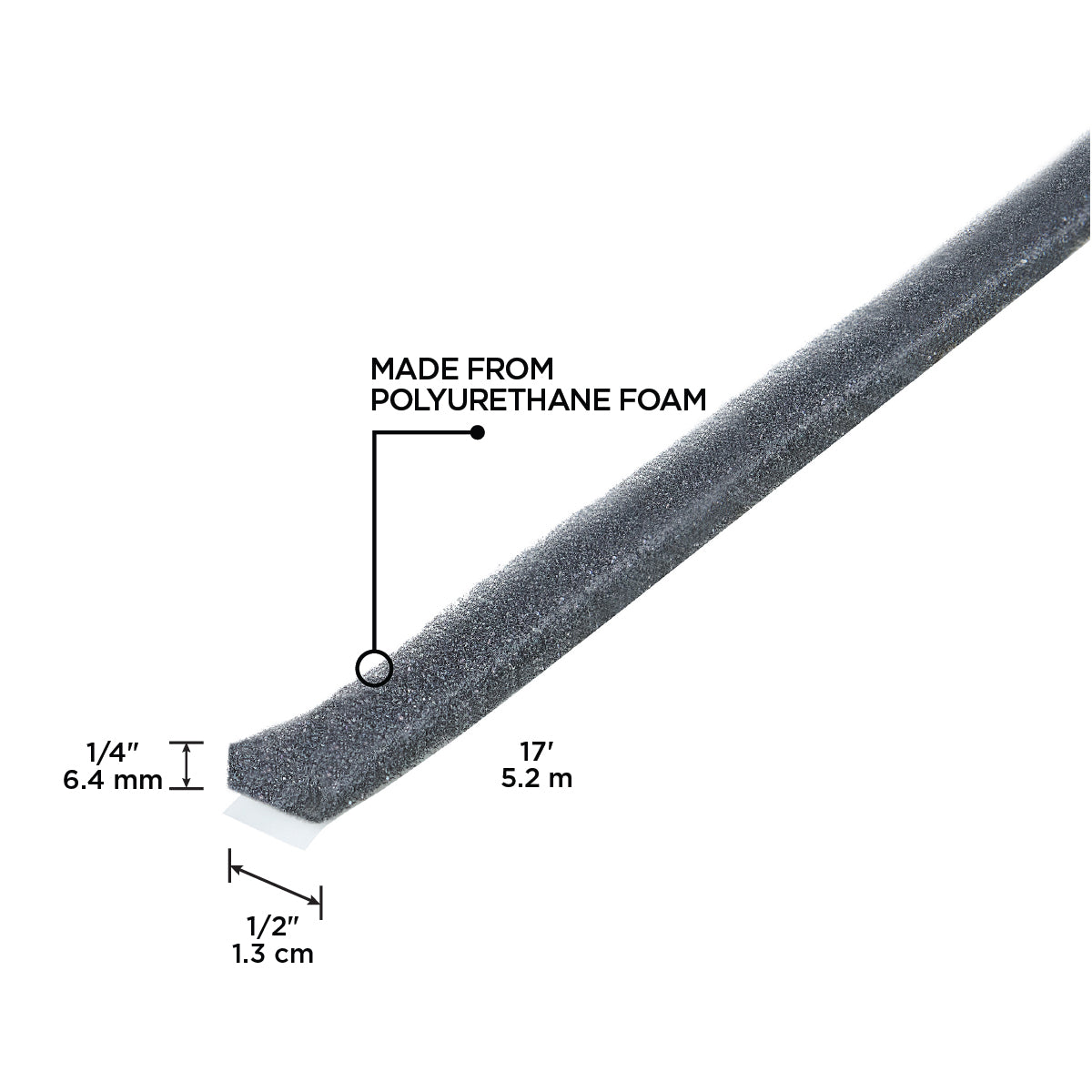 17 ft. Gray Economy Foam Window Seal for Large Gaps 1/4 in. x 1/2 in. Callout