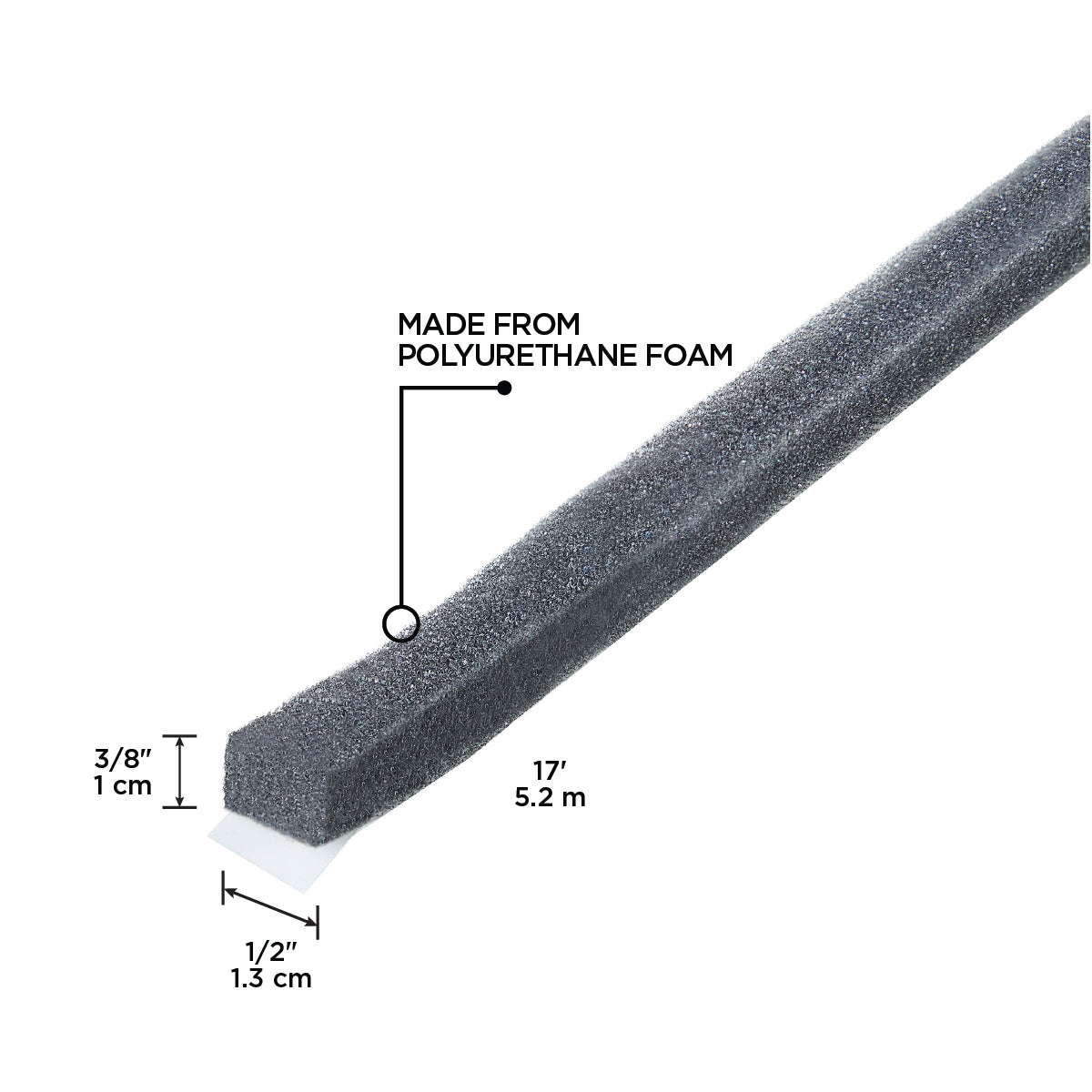 17 ft. Gray Economy Foam Window Seal for Large Gaps 3/8 in. x 1/2 in. Callout