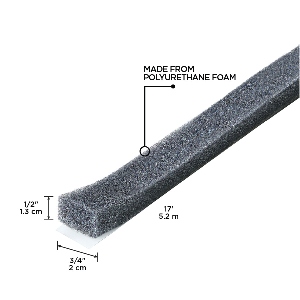 17 ft. Gray Economy Foam Window Seal for Large Gaps 1/2 in. x 3/4 in. Callout