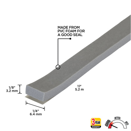 Foam Window Seal for Large Gaps Gray / 1/4 in. x 1/8 in. x 17 ft. Callout