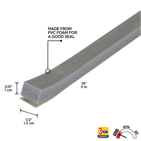 Foam Window Seal for Large Gaps Gray / 1/2 in. x 3/8 in. x 10 ft. Callout