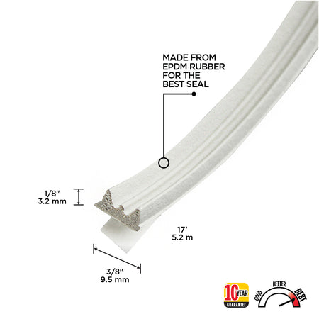 Premium Rubber Window Seal for Medium Gaps White / 1/8 in. x 3/8 in. x 17 ft. Callout