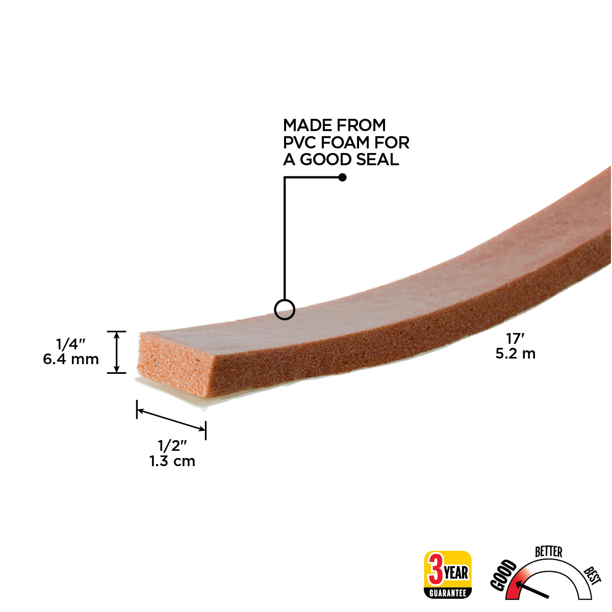 Foam Window Seal for Large Gaps Brown / 1/2 in. x 1/4 in. x 17 ft. Callout