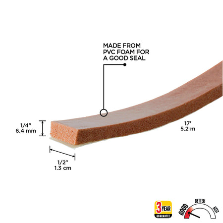 Foam Window Seal for Large Gaps Brown / 1/2 in. x 1/4 in. x 17 ft. Callout