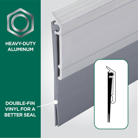 Aluminum and Vinyl Heavy-duty Screw-on Door Sweep Silver / 48 in. Enhanced Graphic