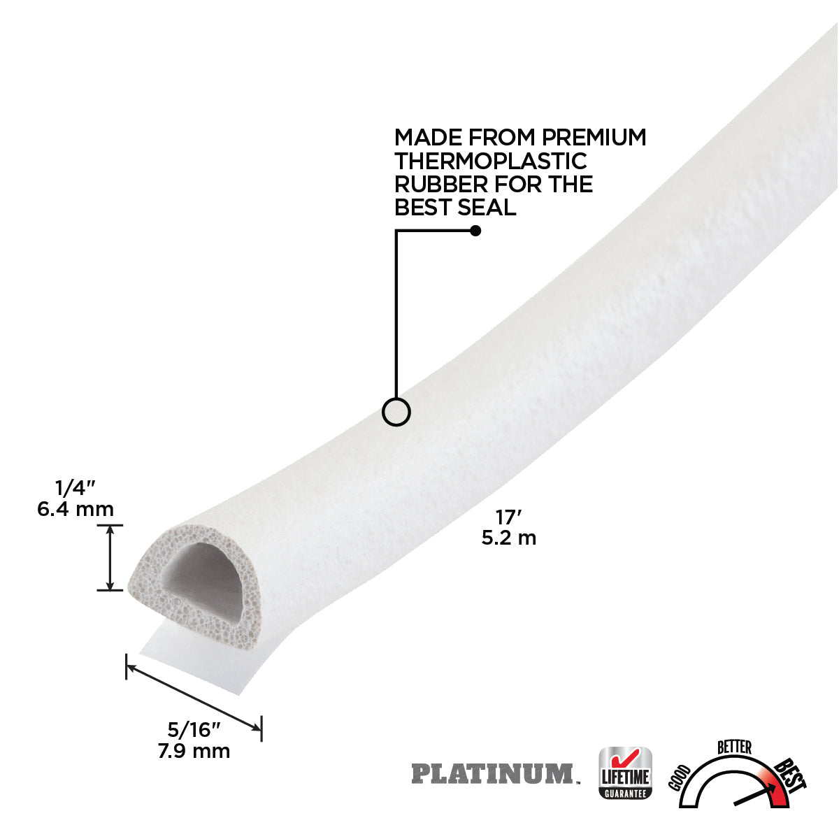 Premium Thermoplastic Rubber PLATINUM™ Window Seal for Gaps White / Medium Gaps Callout