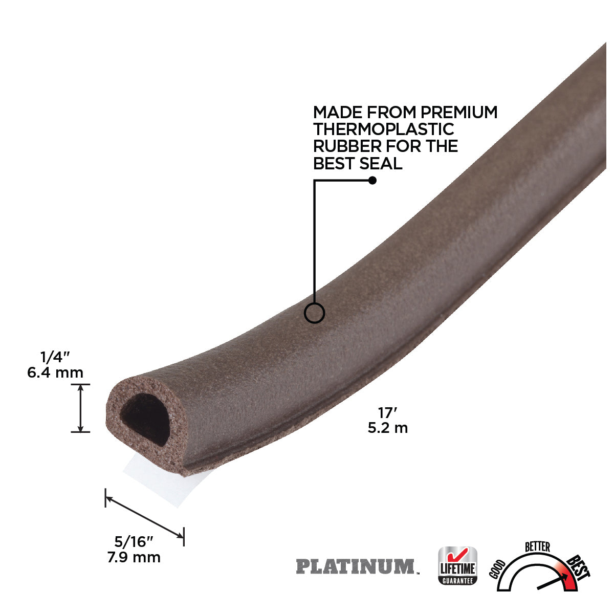 Premium Thermoplastic Rubber PLATINUM™ Window Seal for Gaps Brown / Medium Gaps Callout