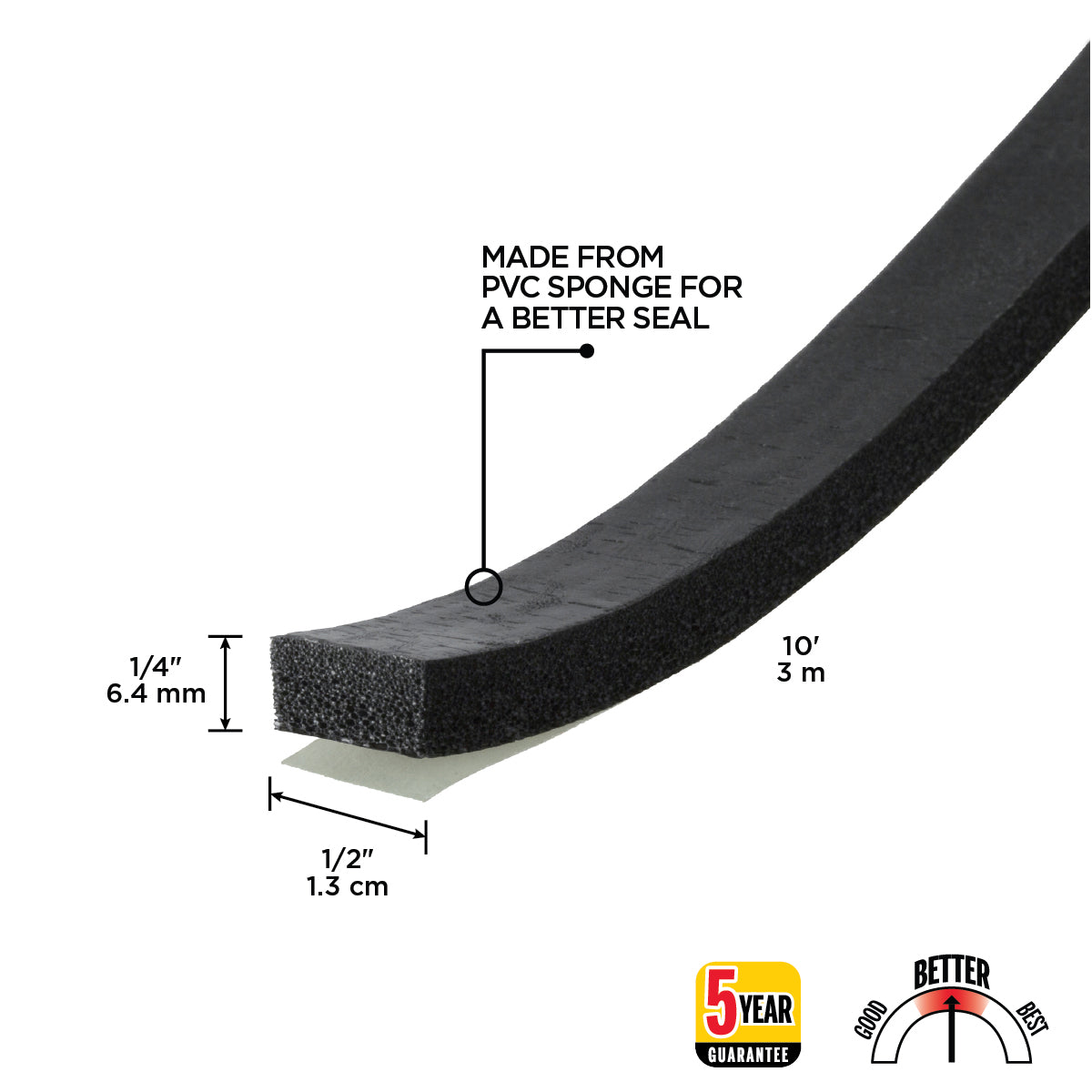 10 ft. Black Sponge Window Seal for Small Gaps 1/4 in. x 1/2 in. Callout