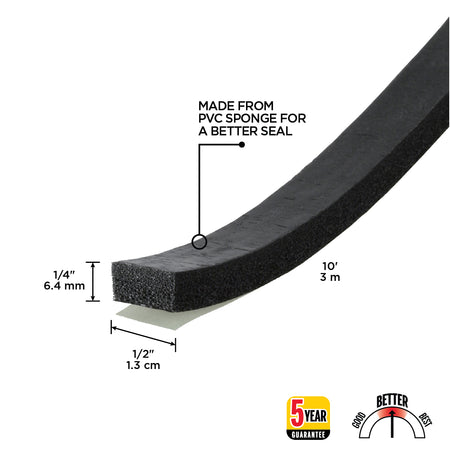 10 ft. Black Sponge Window Seal for Small Gaps 1/4 in. x 1/2 in. Callout