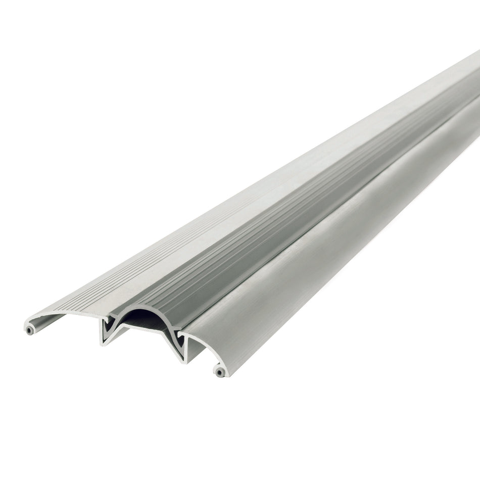 3-3/8 in. x 3/4 in. x 36 in. Silver Aluminum and Vinyl Low-Profile Threshold