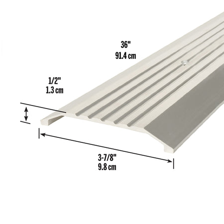 Aluminum Commercial Flat-Profile Threshold Silver / 3-7/8 in. x 1/2 in. x 36 in. Dimensions Profile