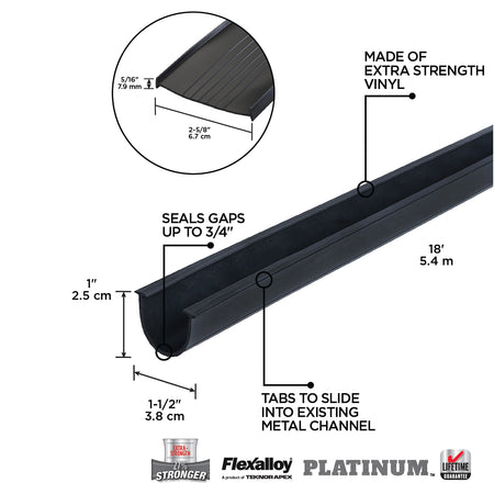 Extra-strength Vinyl PLATINUM™/FLEX ALLOY® Replacement Garage Door Bottom Seal 18 ft. Callout