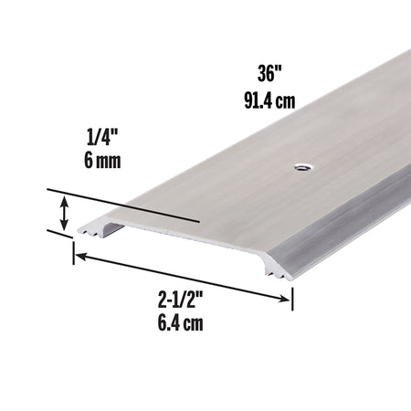 Aluminum Flat Profile Threshold for Interior Doorways Silver / 2-1/2 in. x 1/4 in. Dimensions Profile