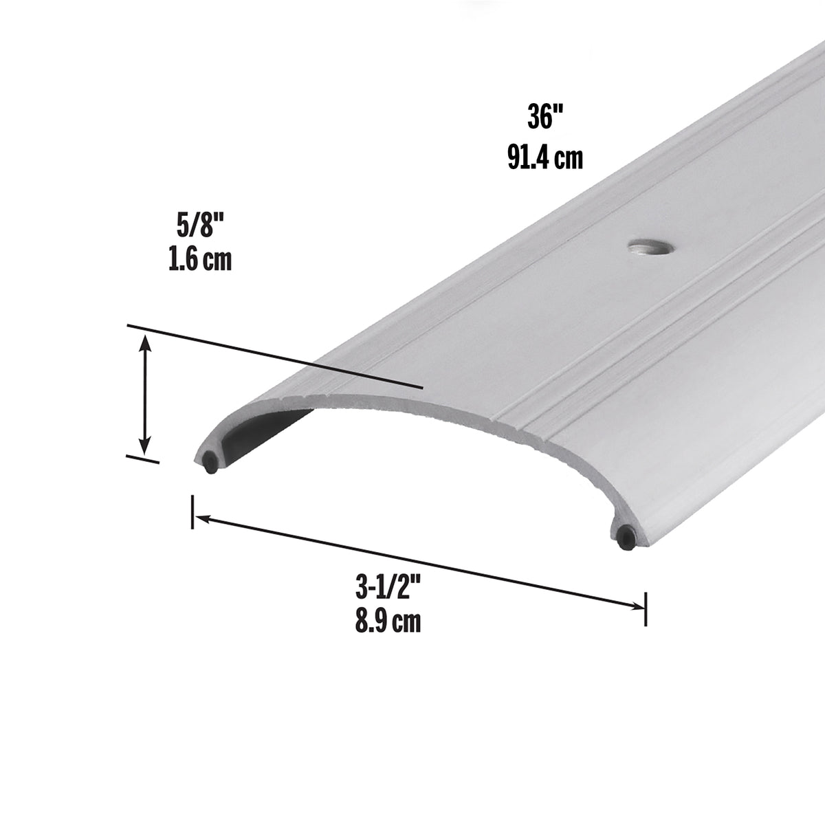 3-1/12 in. x 5/8 in. Aluminum Dome Top Commercial Low-profile Threshold Silver / 36 in. Dimensions Profile