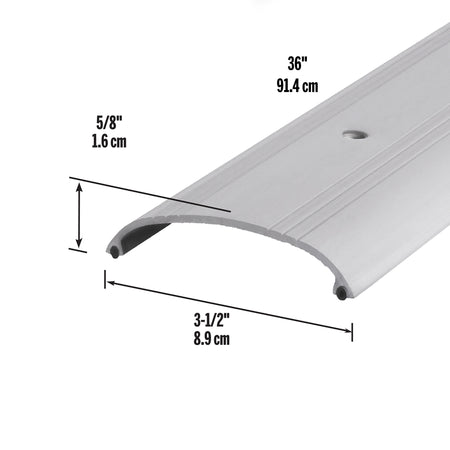 3-1/12 in. x 5/8 in. Aluminum Dome Top Commercial Low-profile Threshold Silver / 36 in. Dimensions Profile