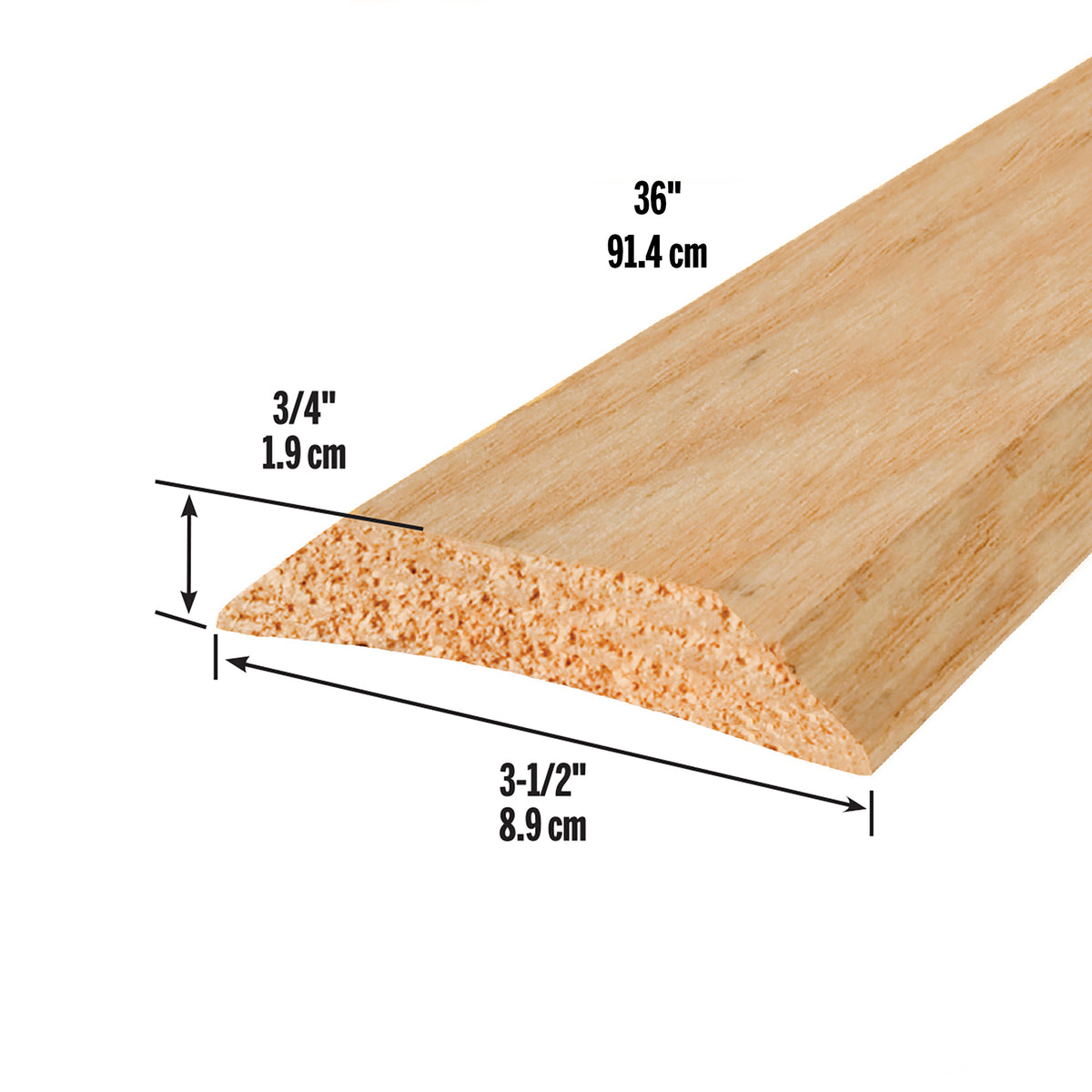 3-1/2 in. x 3/4 in. Natural Hardwood Low-Profile Threshold for Doorways 36 in. Dimensions Profile